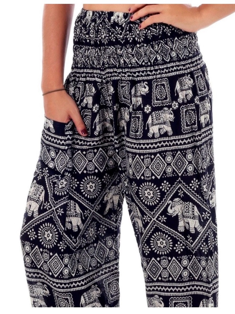 Women’s Eastern Serenity Harem Elephant Print Pants
